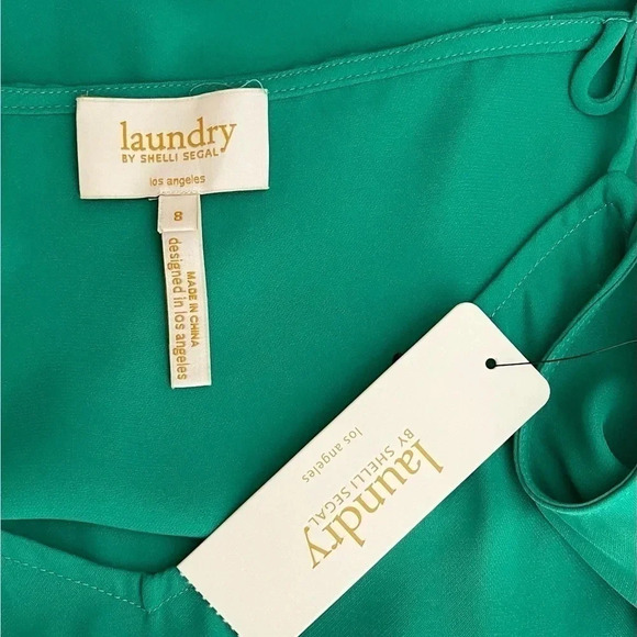 Laundry By Shelli Segal Camisole Top Size 8 Asymmetric Pepper Green - Picture 6 of 7